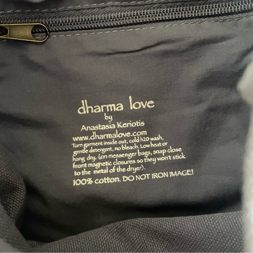 Dharma Love Life’s a Beach Blue Canvas Messenger Book Bag Crossbody Ocean Relax - Picture 9 of 16